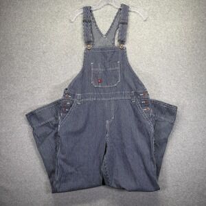 Dickies Bib Overalls Mens Large Blue Hickory Stripe Workwear Utility Conductor